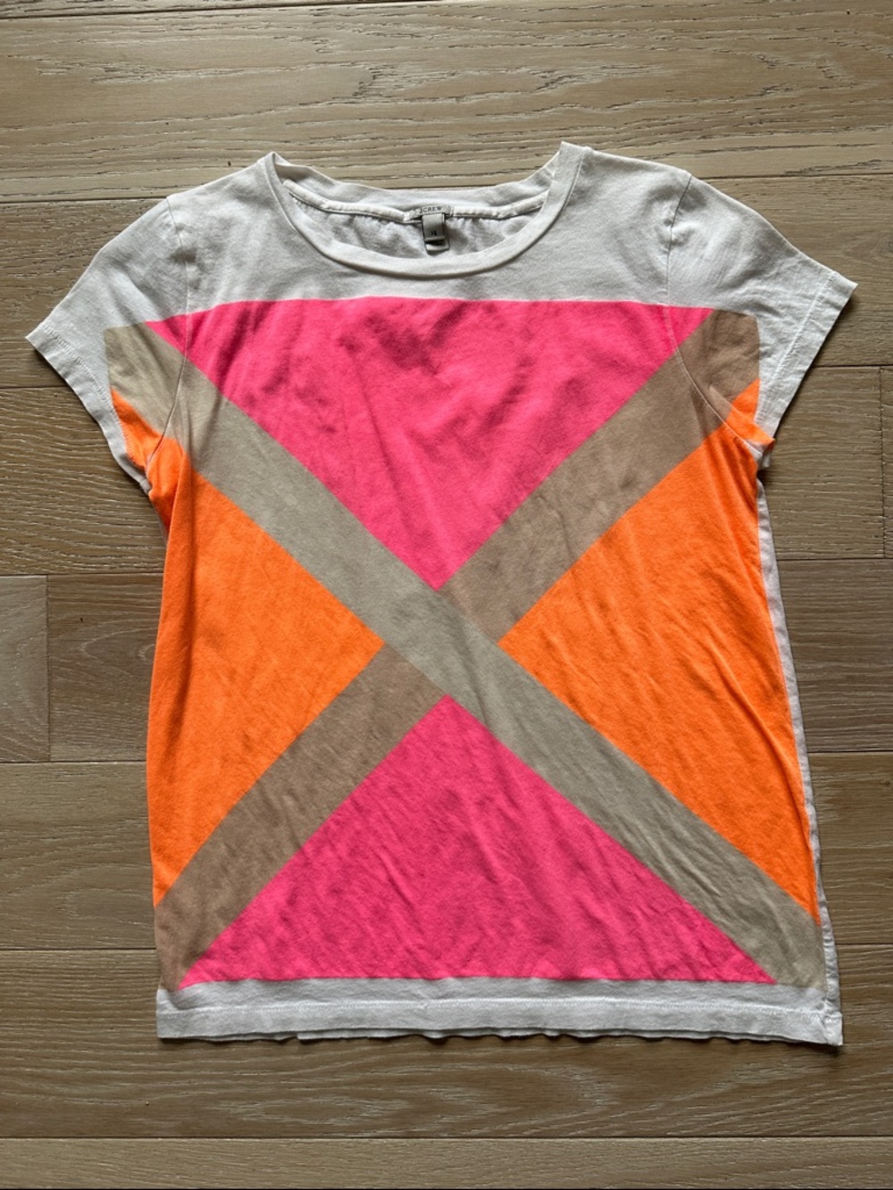 J. Crew Women’s Colorblock Geometric Tee - Pink & Orange size XS